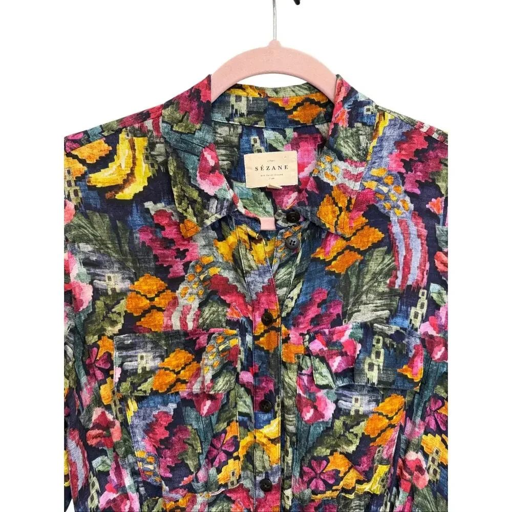 Sezane Laurette Dress Floral Multicolor Print Parisian Feminine Size 38 Medium - Picture 7 of 16